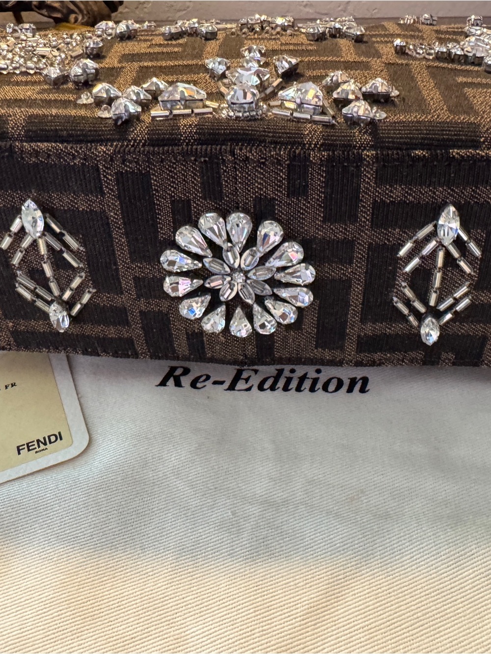 Special edition one of a kind Fendi baguette crystal embellishment snake skin - Picture 3 of 12